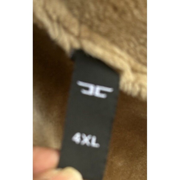 JORDAN CRAIG 4XL Shearling Faux Fur Suede Coat Jacket Brown Soft Oversize Retro - Picture 16 of 16